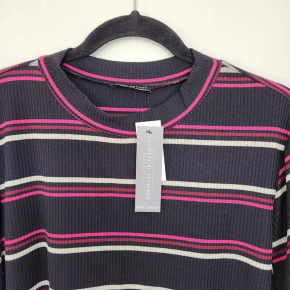 LANE BRYANT NWT Striped Mock Neck Ribbed Long Sleeve Dress Plus Size 26/28 - Picture 6 of 8